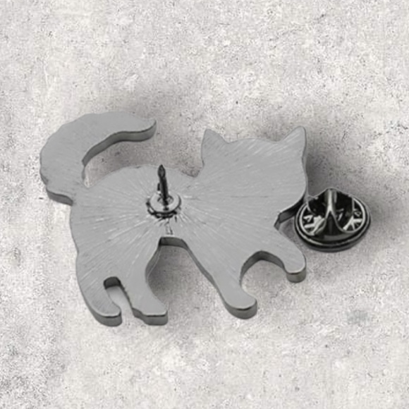 NEW Cat Skeleton Halloween Large Enamel Pin Brooch - Picture 2 of 2